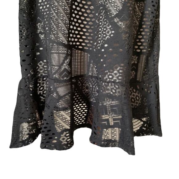 Alfani Black Geo Lace Mesh Overlay Plus Size 1X Sleeveless A-Line Dress - Picture 6 of 9